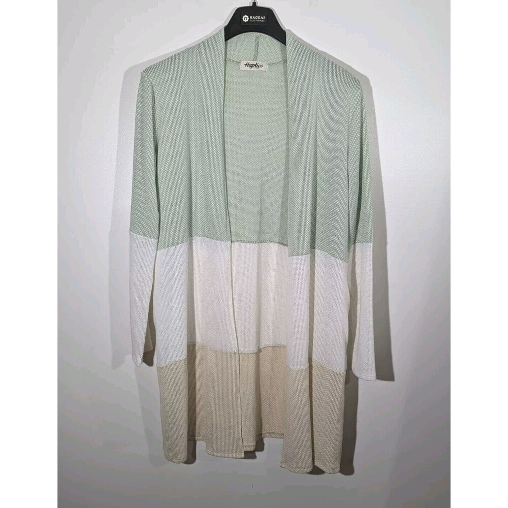 Haptics by Holly Harper Three Color Blocked Knit Cardigan Open Front sz Medium